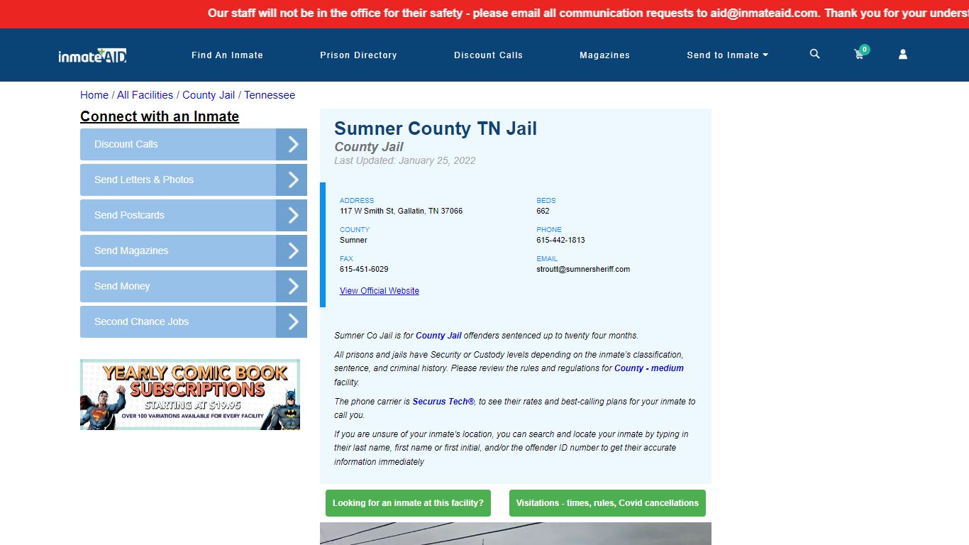 Sumner County TN Jail - Inmate Locator - Gallatin, TN